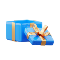 3d azul presente caixa com compras saco png