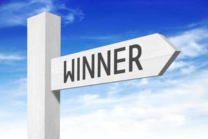 Winner - White Wooden Signpost with one Arrow photo