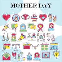 MOTHER DAY ICON LINE FILLED PACK FOR DOWNLOAD vector