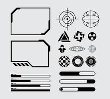 HUD futuristic frame border game swag elements pack yellow line cyber sci-fi, icon symbol cyberpunk interface editable vector
