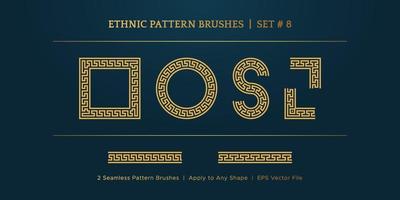 Vintage Old Greek Geometric Pattern Borders Frames, Traditional Ethnic Vector Certificate Border Frame Collection