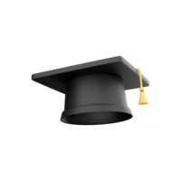 3d tolkning av en universitet gradering keps. 3d illustration ikon isolerat. 3d tolkning släpp keps ikon png