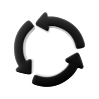 3d render Setas; flechas comovente dentro Sombrio círculo. 3d render círculo seta ícone em branco fundo. png