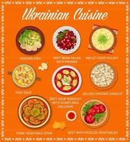 Ukrainian cuisine menu with food and dish meals vector