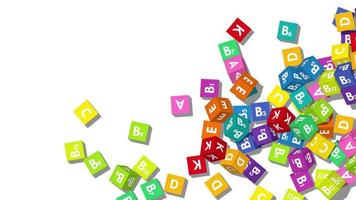 3d jouets blocs de tout vitamines chute sur sol, 3d le rendu, luma mat video