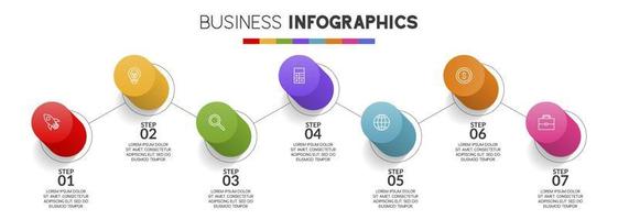 Infographics design template and icons with 7 options or 7 steps vector