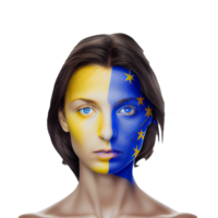Ukraine Flag Woman illustration, beautiful women Ukrainian and EU artwork flags, png