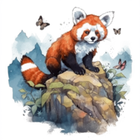 acquerello pittura di un' rosso panda png