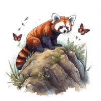 acquerello pittura di un' rosso panda png