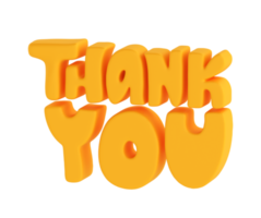 tacka du orange text 3d text ikon hand ritade, tacksägelse dag söt illustration isolerat transparent png bakgrund