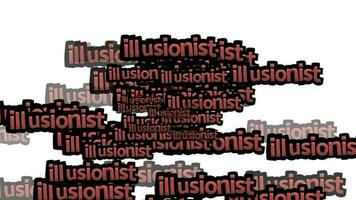 Animé vidéo épars avec le mots illusionniste sur une blanc Contexte video