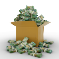 3d Renderização do cartão caixa cheio do bahamense dólar notas isolado em uma transparente fundo png