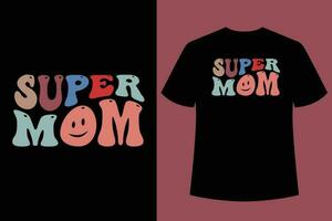 ondulado retro mamá camiseta diseño, tipografía camiseta diseño, mejor mamá camiseta diseño vector