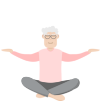 The Elderly People Old Man Glasses Yoga Pose Meditation Relaxed Body png