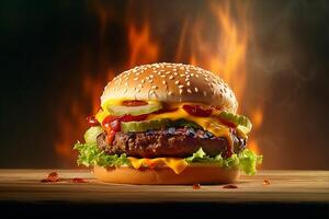 gigante hamburguesa aplastar, ai generativo foto
