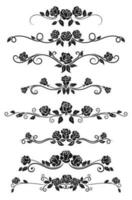 Dividers and frame border lines with black roses vector