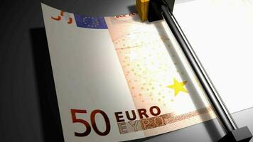 concept animatie, euro geld printer video