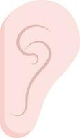 Flat Illustration Of Human Ear Pink Icon. vector