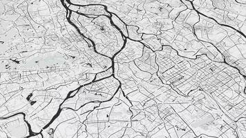 noir et blanc guangzhou carte Contexte boucle. filage autour Chine ville air images. sans couture panorama tournant plus de centre ville toile de fond. video