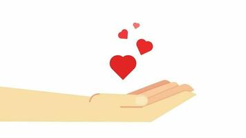 main donnant l'amour cœurs court animation video
