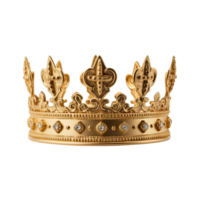 dourado real coroa isolado em transparente fundo. ai gerado png