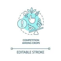 Competition among crops turquoise concept icon. Choose profitable plant. Agriculture abstract idea thin line illustration. Isolated outline drawing. Editable stroke vector