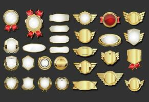 Golden empty labels retro vintage design vector collection
