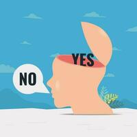 acostado proceso. el mente dice si pero el boca hablar No vector