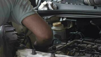 Car Engine Repairs With Tools In Service At Workshop By Craftsmen video