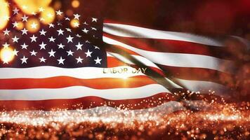 glücklich Arbeit Tag golden Text mit USA Flagge winken video