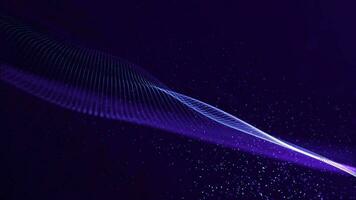 Minimalist background with an elegant flowing blue digital fractal light wave and swirling particles rippling towards the camera. This abstract technology background animation is full HD and looping. video