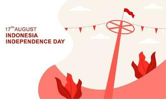 Indonesia independence day 17 august with traditional games concept illustration vector