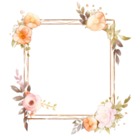 Romantic flotal watercolor frame png