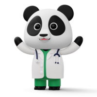 carino medico panda, 3d cartone animato panda carattere, 3d interpretazione png