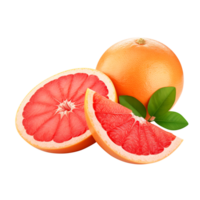 Delicious grapefruit with leaves slice, created with png