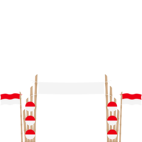 the bamboo gate is decorated with fluttering red and white flag ornaments png
