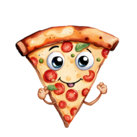 acuarela hecho en casa delicioso linda Pizza dibujos animados para comida ilustración png