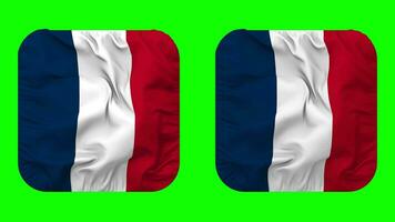 França bandeira dentro escudeiro forma isolado com avião e colisão textura, 3d Renderização, verde tela, alfa fosco video