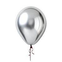 prata volta balão isolado em transparente fundo ,balão cromada prata png , generativo ai