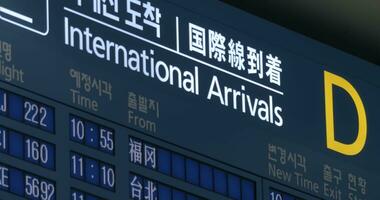 internacional Llegadas calendario en Seúl aeropuerto video