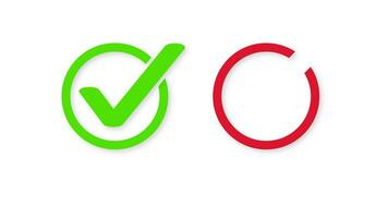 Yes and No check marks icon on white background. Motion graphics. video
