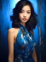 Beautiful young Asian woman portrait, cute girl wallpaper background photo, photo