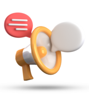 3d le rendu de mégaphone et discours bulle Icônes, 3d pastel bavarder icône ensemble. png