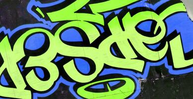 Colorful background of graffiti painting artwork with bright aerosol strips on metal wall photo