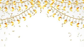 party decor elements style vector illustration of festive flag garland festoon, birthday, confetti and decoration banner