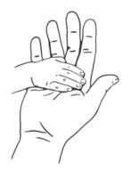 Dad holding baby hand in palm transparent background illustration psd