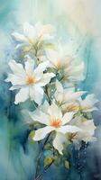 Flowers watercolor. Colorful floral background. AI Generated. photo