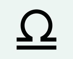Libra horóscopo icono zodíaco astrología astronomía calendario mítico mitología constelación nacimiento estrella negro blanco contorno línea forma firmar símbolo vector