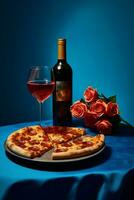 Pizza food drink alcohol wine photo