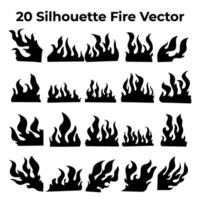 fuego silueta. fuego. fuego silueta. ilustración de un ardiente fuego. vector